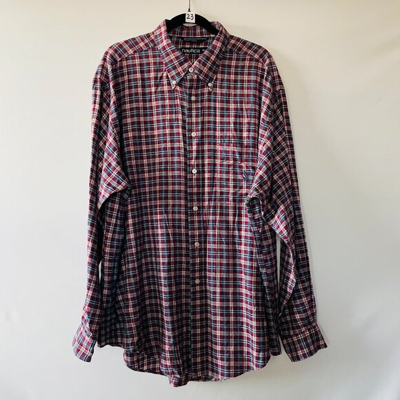 Nautica Mens Multicolor Plaid Long Sleeve Button Down Flannel Shirt Size XL - Picture 1 of 6